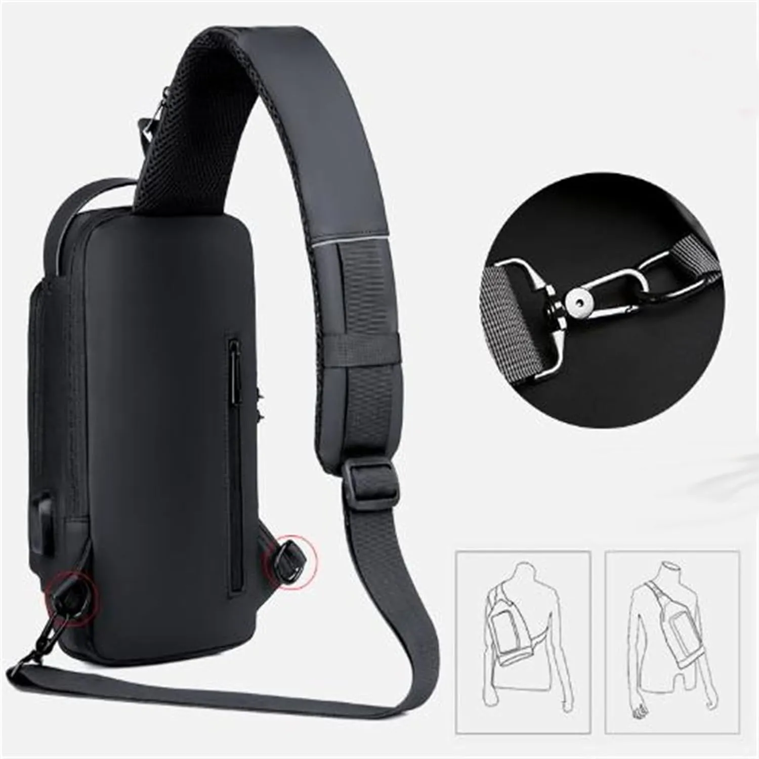 Leyweio Bag, Auricz Bag, Auricz Sling Bags, Carbon Fiber SlingBags, Carbon Fiber SlingBag for Men, Waterproof Shoulder Backpack, New CarbonFiber Streamline Anti-Theft SlingBag