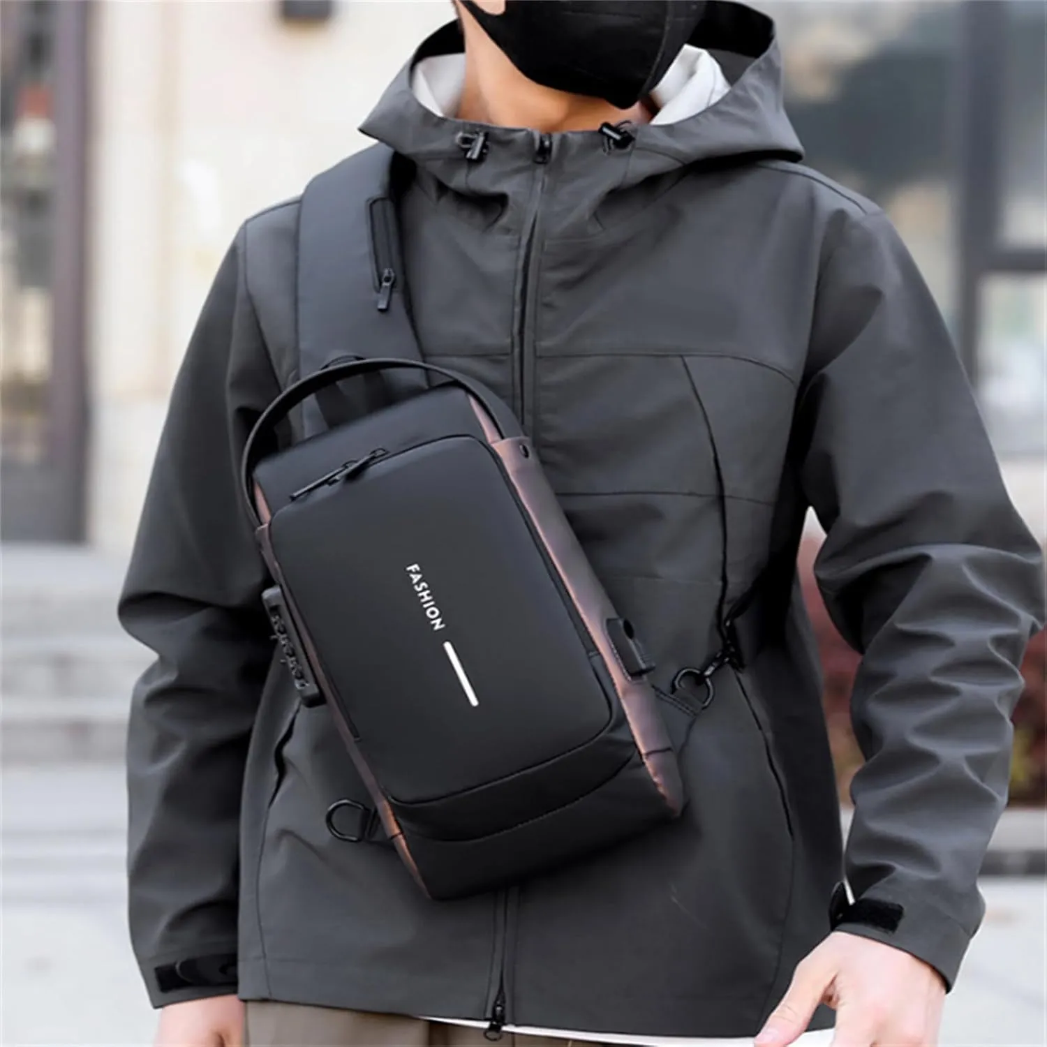 Leyweio Bag, Auricz Bag, Auricz Sling Bags, Carbon Fiber SlingBags, Carbon Fiber SlingBag for Men, Waterproof Shoulder Backpack, New CarbonFiber Streamline Anti-Theft SlingBag
