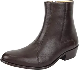 LIBERTYZENO Mens Chelsea Side Zipper Ankle Boots Snake Print Leather Retro Dress Boots