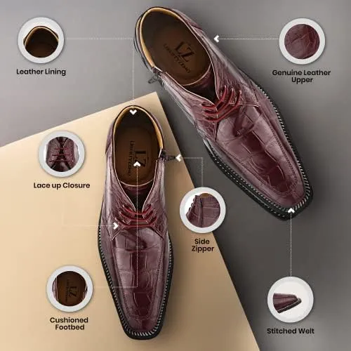 LIBERTYZENO Mens Plain & Animal Print Leather Adults Formal Lace Up Dress Shoes for Prom Graduation