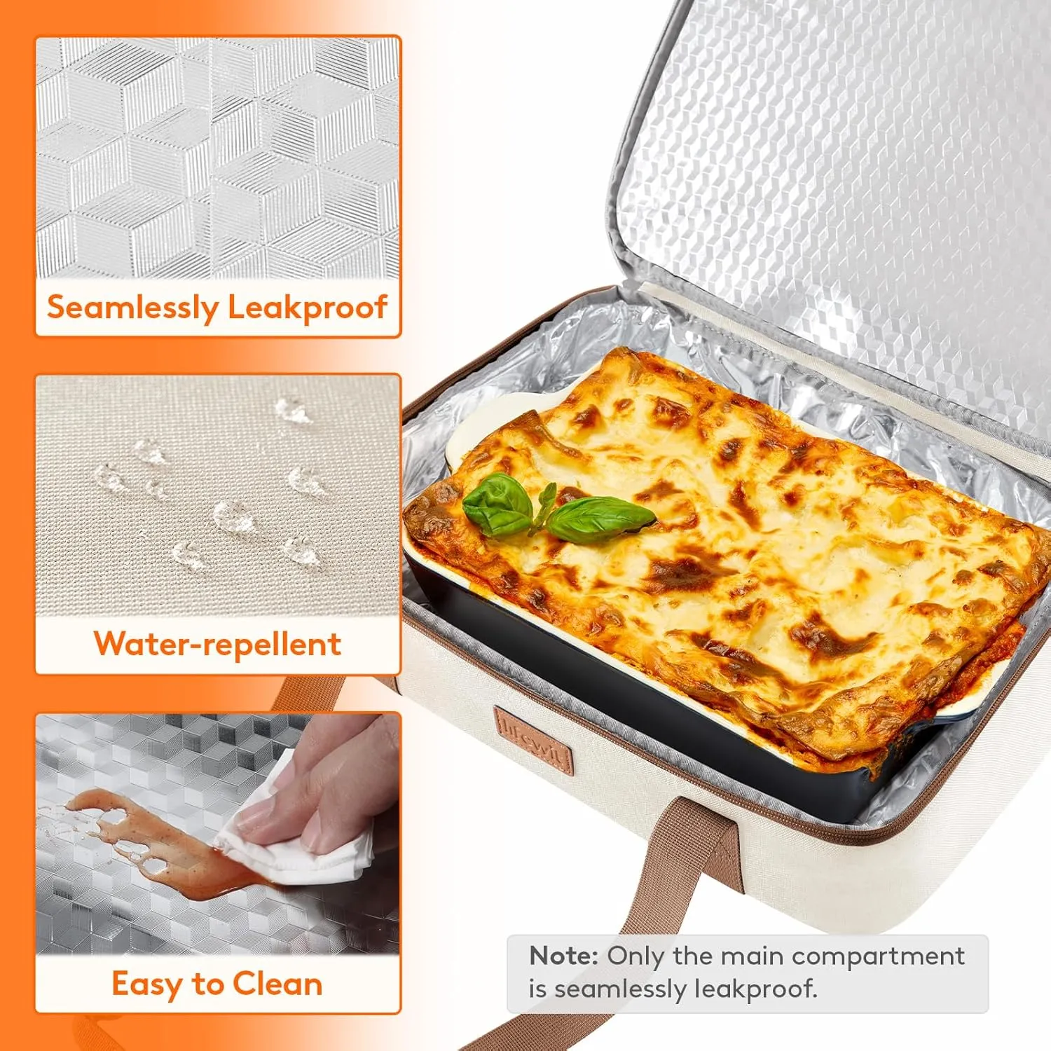 Lifewit Expandable Insulated Casserole Carrier for Hot or Cold Food, Double Decker Food Bag Lasagna Holder Carry Tote for Potluck Parties/Picnic/Cookouts, Fits 9"x13" Baking Dish, Cream-Flowers