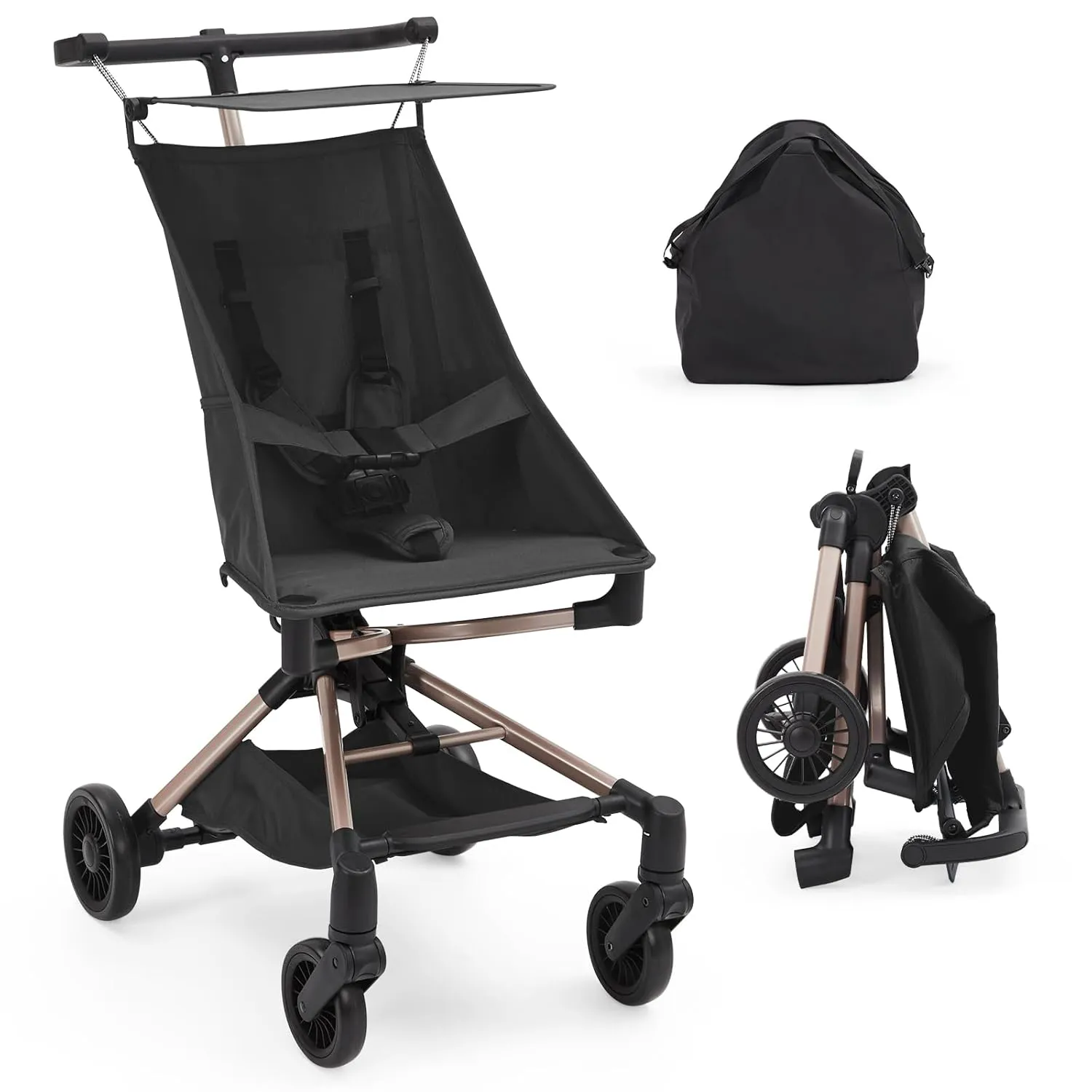 Lightweight Baby Stroller Under 10 lbs, Travel Strollers for Airplane with Carry Bag, One-Handed Fold Compact Umbrella Stroller - Adjustable Sun Canopy, 360° Wheels & 3-Point Safety Harness