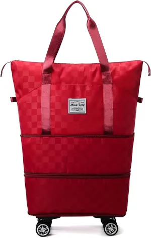 lilaBelle]【Stylish Wheeled Duffel Bag Water- Oxford Fabric Luggage with 360° Smooth Rollers, Expandable Storage for Adventure Travel, Gym, Business Trips – Compact Design Fits Airplane Cabin