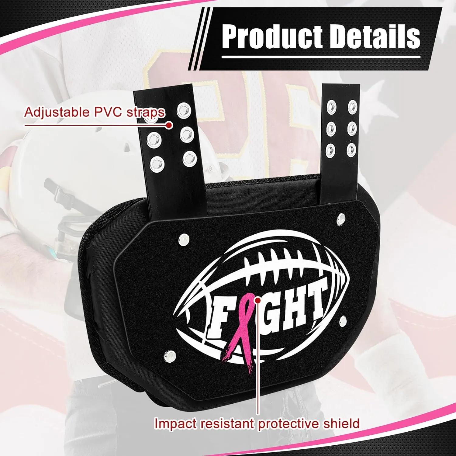 Liliful Football Back Plate Lower Back Pads for Football Players with High Impact Foam Backing Adult Backplate Football for Fall Sports Shoulder Pads Adult Rear Protector (Ribbon)