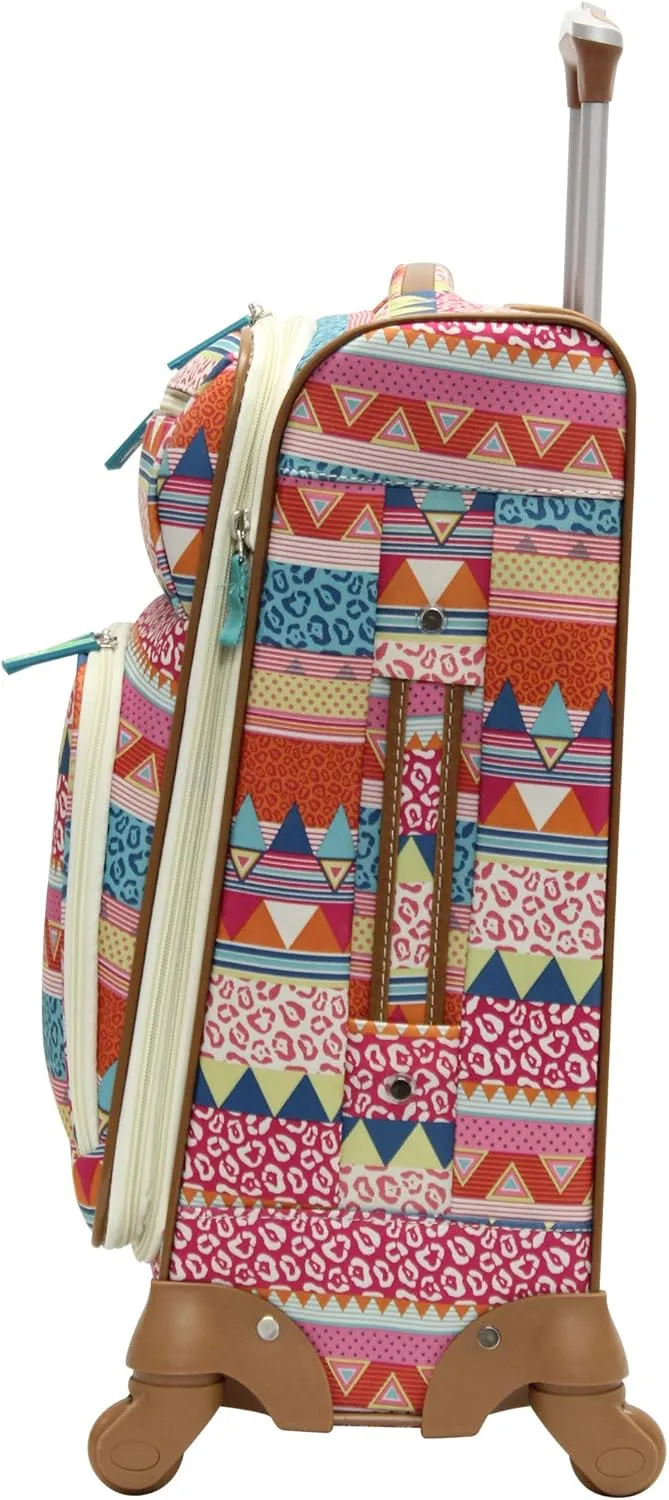 Lily Bloom Carry On Expandable Design Pattern Luggage With Spinner Wheels (20in, On the Prowl)