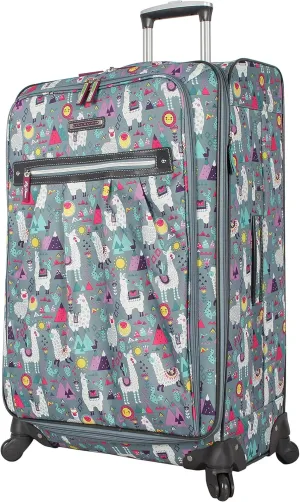 Lily Bloom Design Pattern 28" Luggage Softside Expandable With Double Spinner Wheels, Large Lightweight Suitcase Checked Bag For Women