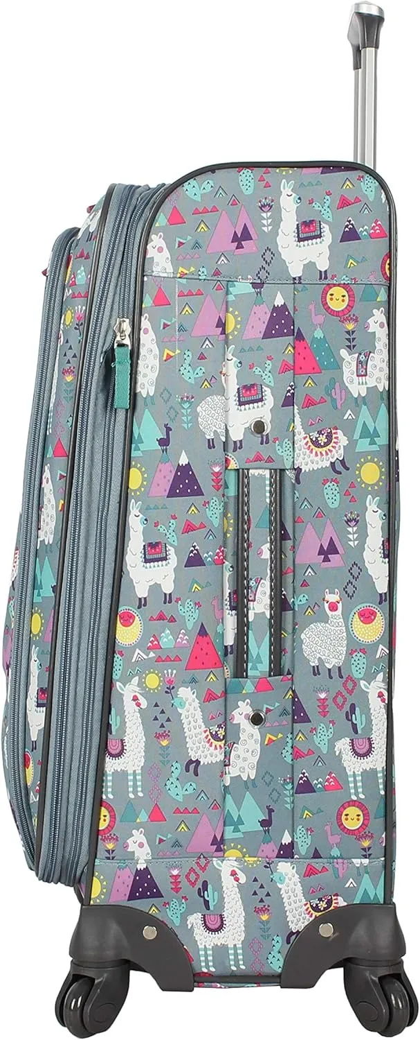 Lily Bloom Design Pattern 28" Luggage Softside Expandable With Double Spinner Wheels, Large Lightweight Suitcase Checked Bag For Women
