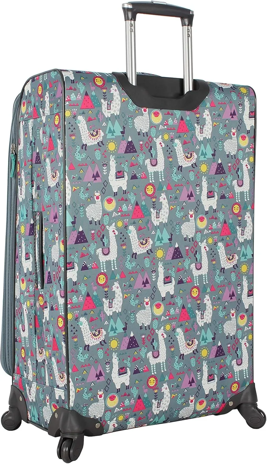 Lily Bloom Design Pattern 28" Luggage Softside Expandable With Double Spinner Wheels, Large Lightweight Suitcase Checked Bag For Women
