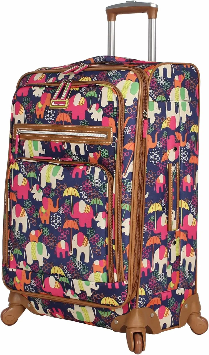 Lily Bloom Luggage 24" Expandable Design Pattern Suitcase With Spinner Wheels For Woman (24in, Elephant Rain)