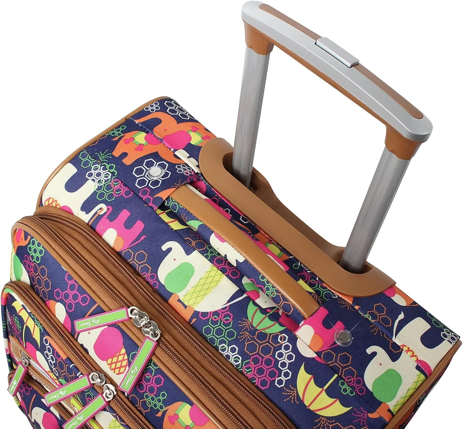 Lily Bloom Luggage 24" Expandable Design Pattern Suitcase With Spinner Wheels For Woman (24in, Elephant Rain)
