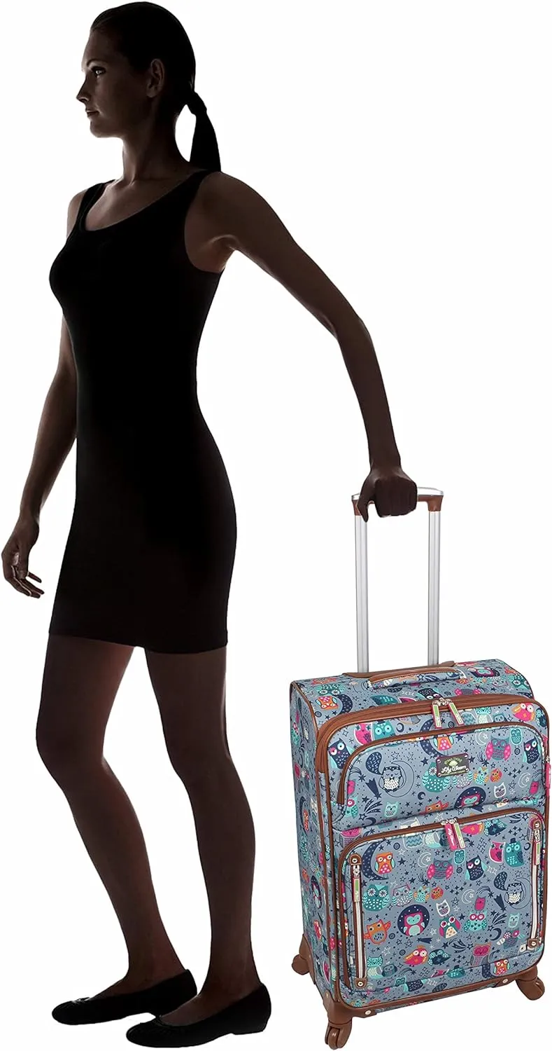 Lily Bloom Luggage 24" Expandable Design Pattern Suitcase With Spinner Wheels For Woman (24in, Night Owl)