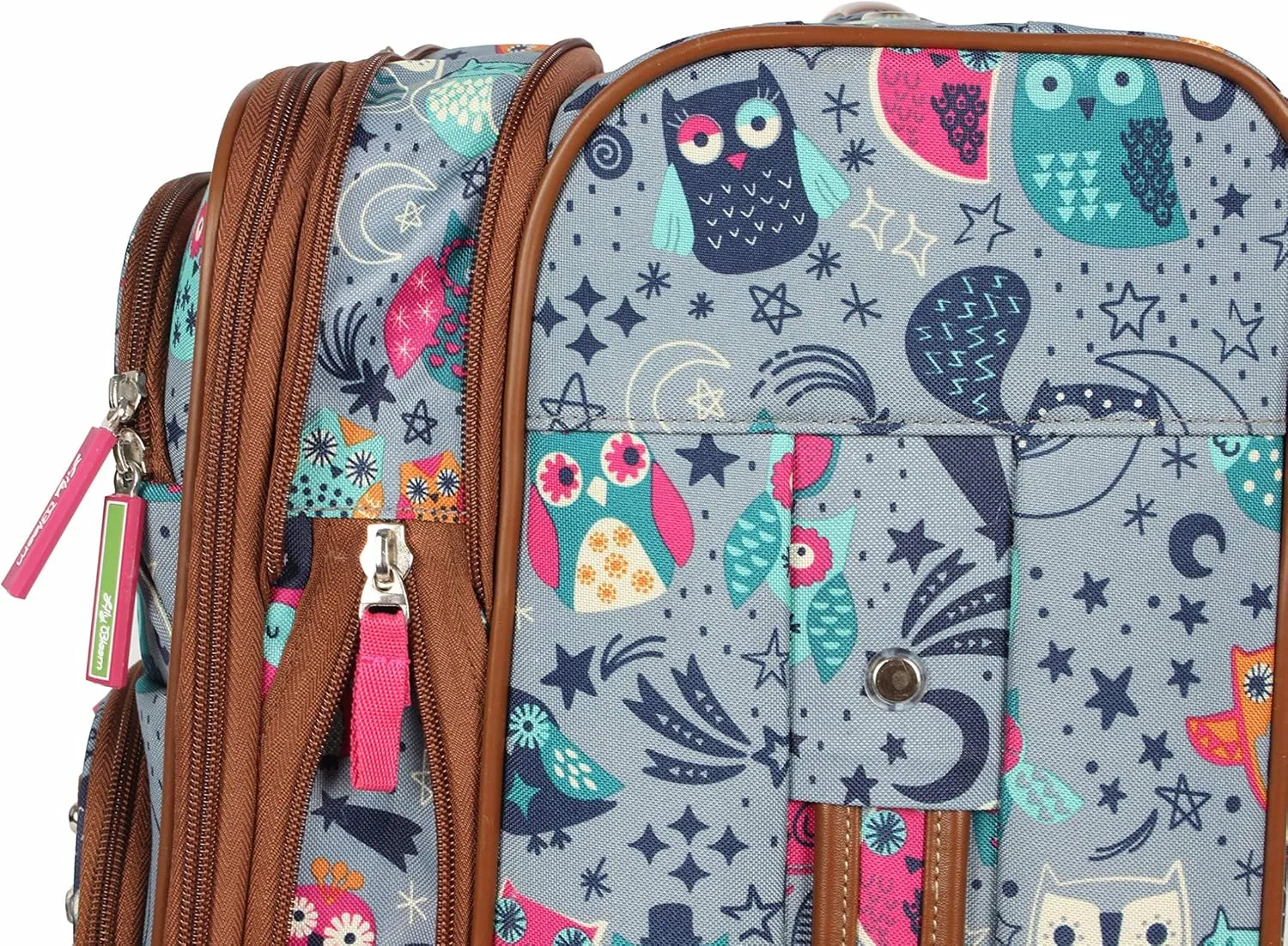 Lily Bloom Luggage 24" Expandable Design Pattern Suitcase With Spinner Wheels For Woman (24in, Night Owl)