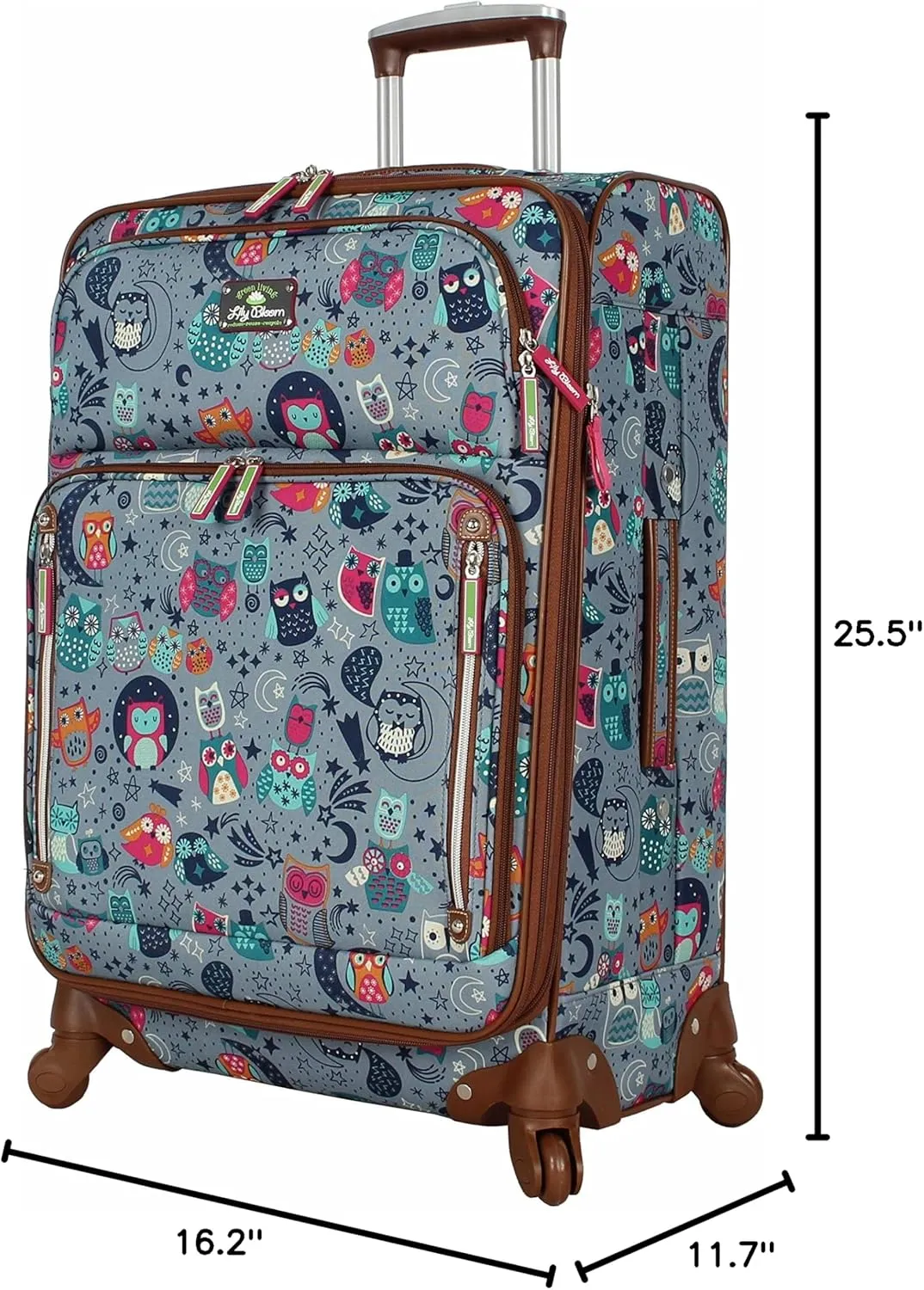 Lily Bloom Luggage 24" Expandable Design Pattern Suitcase With Spinner Wheels For Woman (24in, Night Owl)