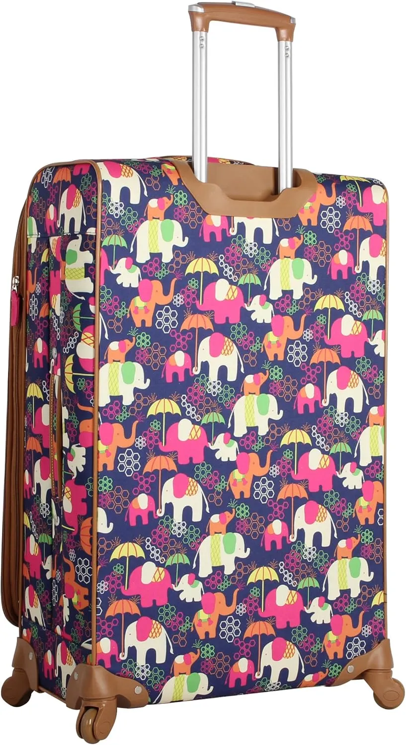 Lily Bloom Luggage 3 Piece Softside Spinner Suitcase Set Collection (Elephant Rain)