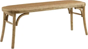 Linon Natural Bentwood Woven Rattan Seat Hank Bench