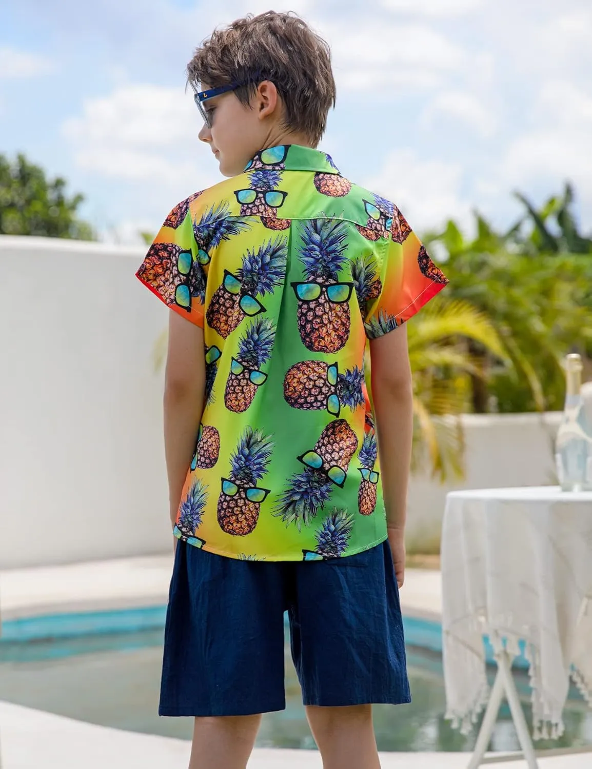 Little & Big Boy's Button Down Hawaiian Shirts Short Sleeve Cool Cartoon Print Dress Tops T-Shirt for Kids 7-14T…