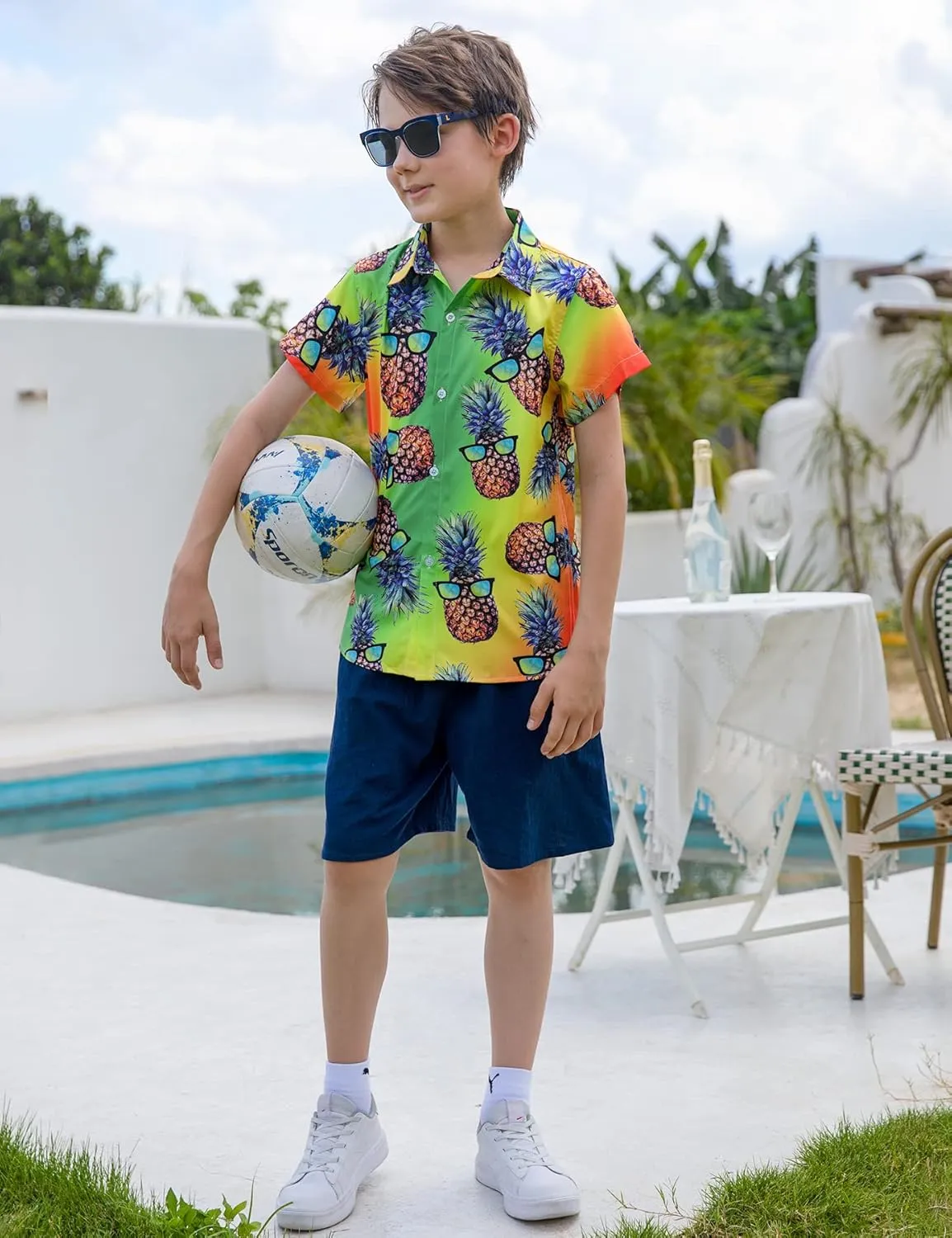 Little & Big Boy's Button Down Hawaiian Shirts Short Sleeve Cool Cartoon Print Dress Tops T-Shirt for Kids 7-14T…