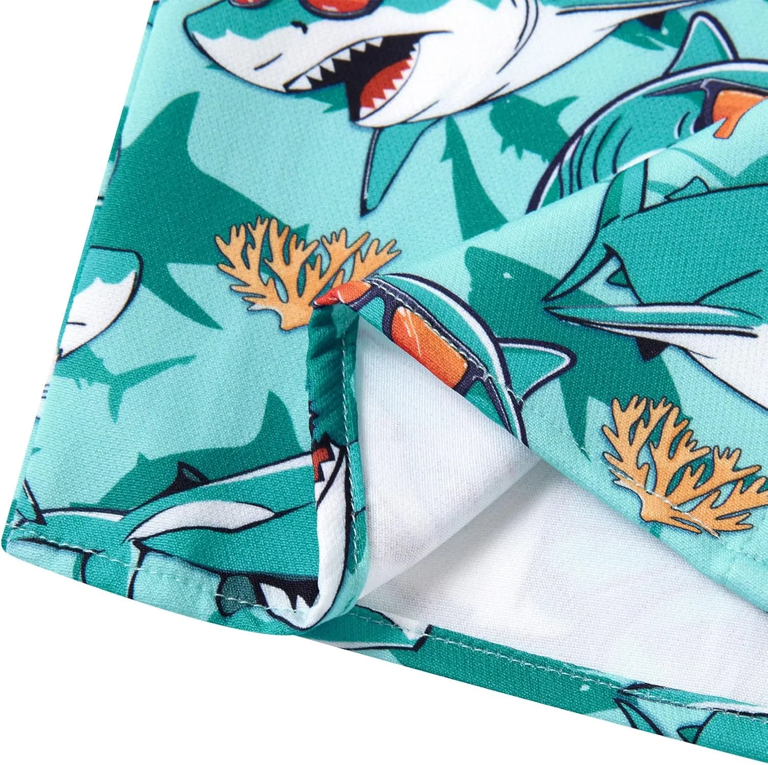 Little & Big Boy's Button Down Hawaiian Shirts Short Sleeve Cool Cartoon Print Dress Tops T-Shirt for Kids 7-14T…