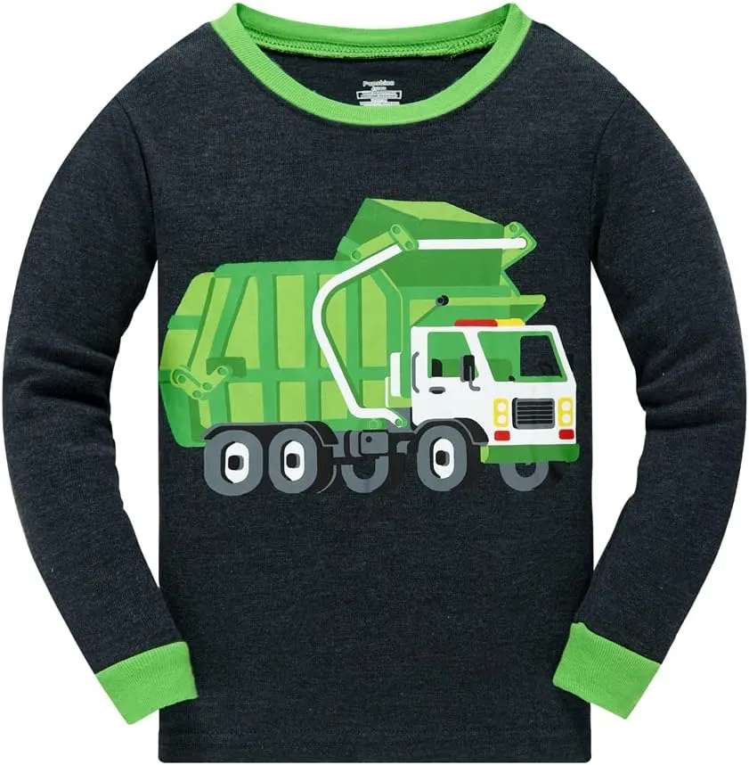 Little Boys Pajamas for Toddler Clothes Set Planet Train Sleepwear Long Sleeve 100% Cotton 2 Piece Kids Pjs Size 1-10 Years
