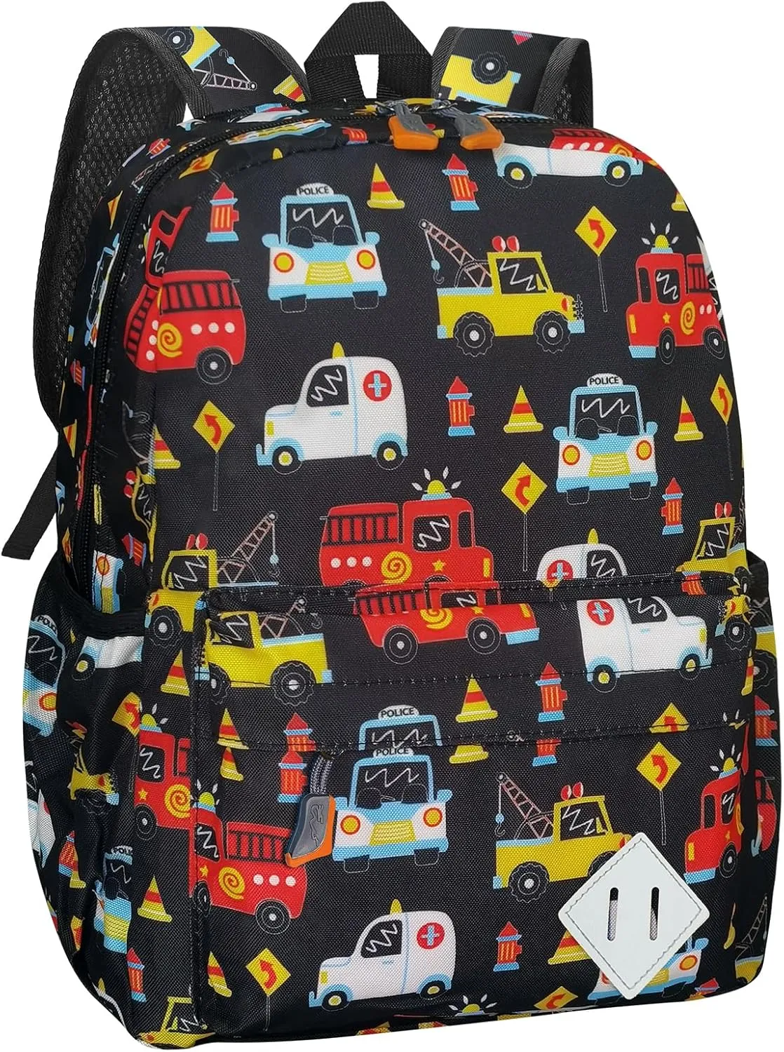 Little Kids Backpack for Girls Boys - 15 Inch Preschool Kindergarten Backpack Cute Car Patterns School Bag for Aged 3-8, Black