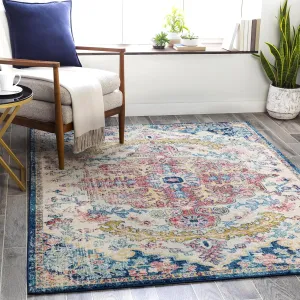 Livabliss Odelia Vintage Bohemian Area Rug,6'7" x 9',Garnet/Navy
