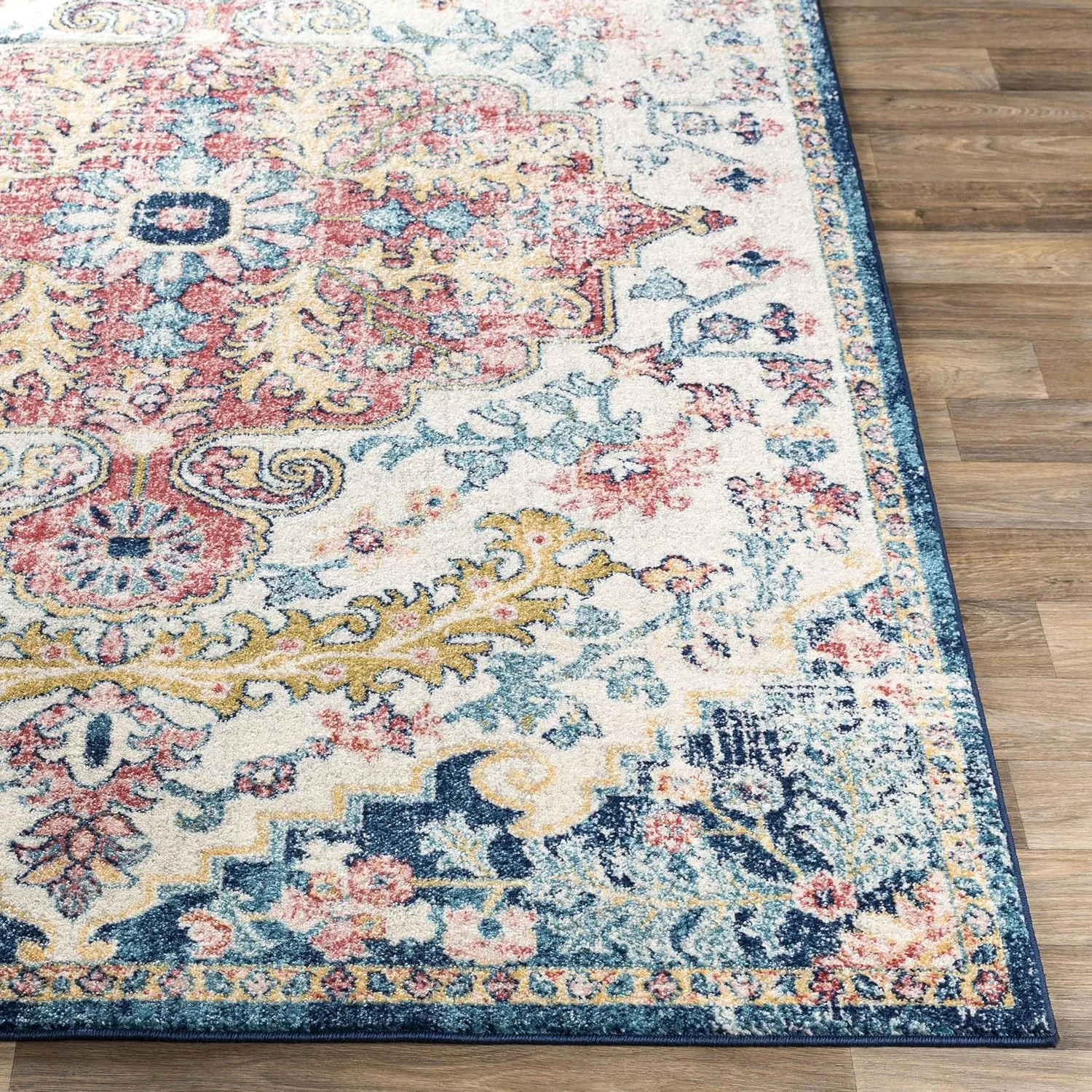 Livabliss Odelia Vintage Bohemian Area Rug,6'7" x 9',Garnet/Navy