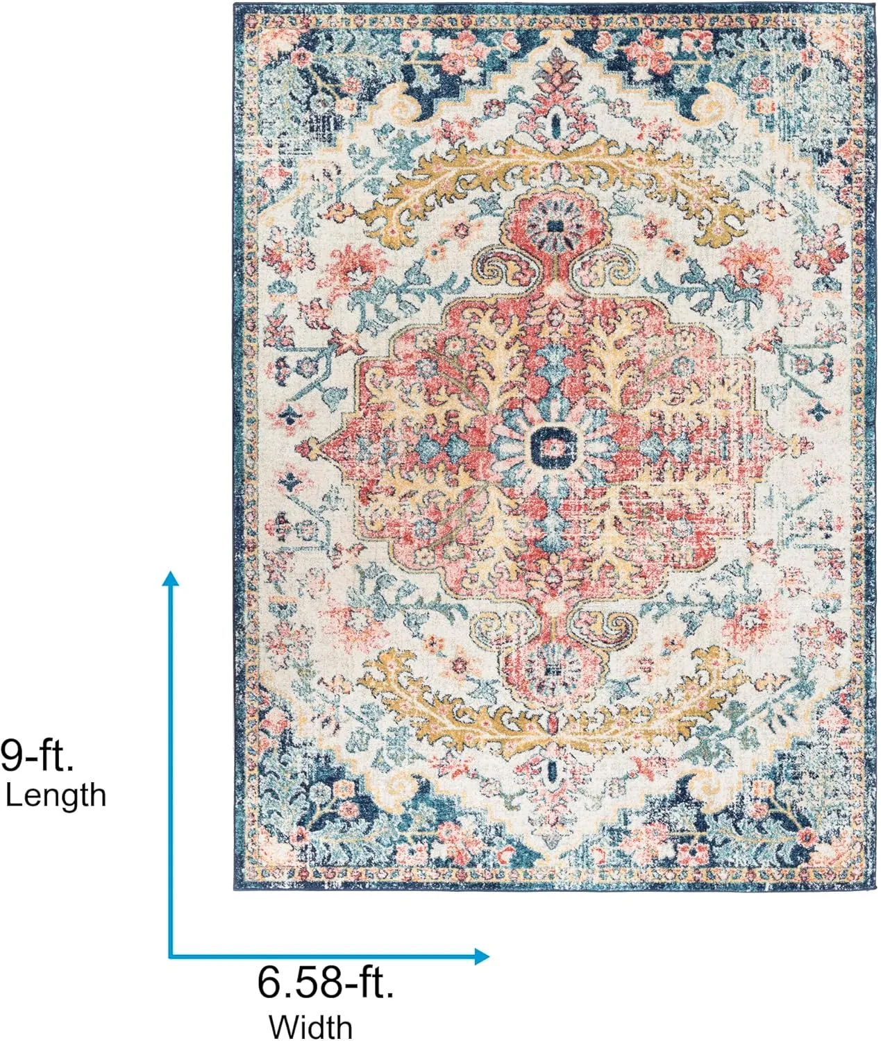 Livabliss Odelia Vintage Bohemian Area Rug,6'7" x 9',Garnet/Navy