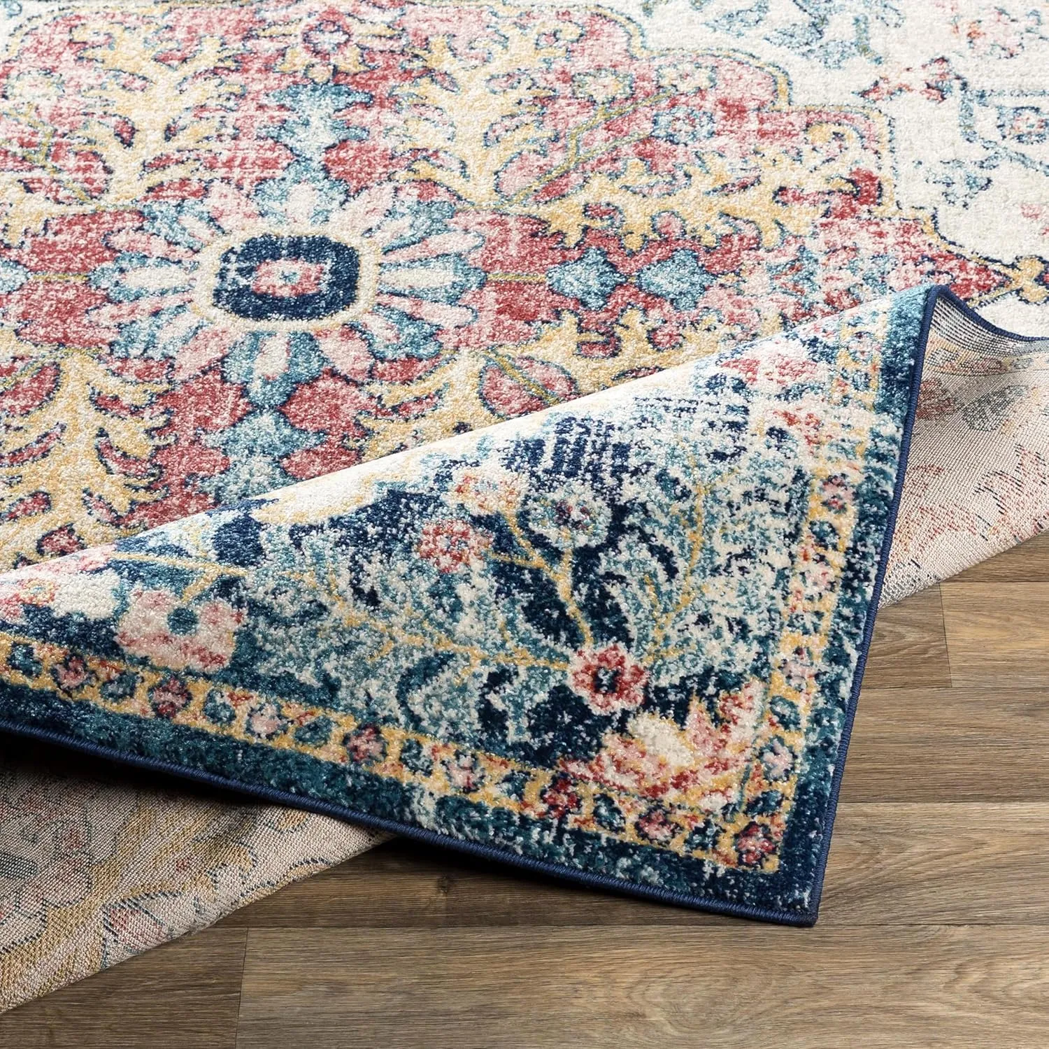 Livabliss Odelia Vintage Bohemian Area Rug,6'7" x 9',Garnet/Navy