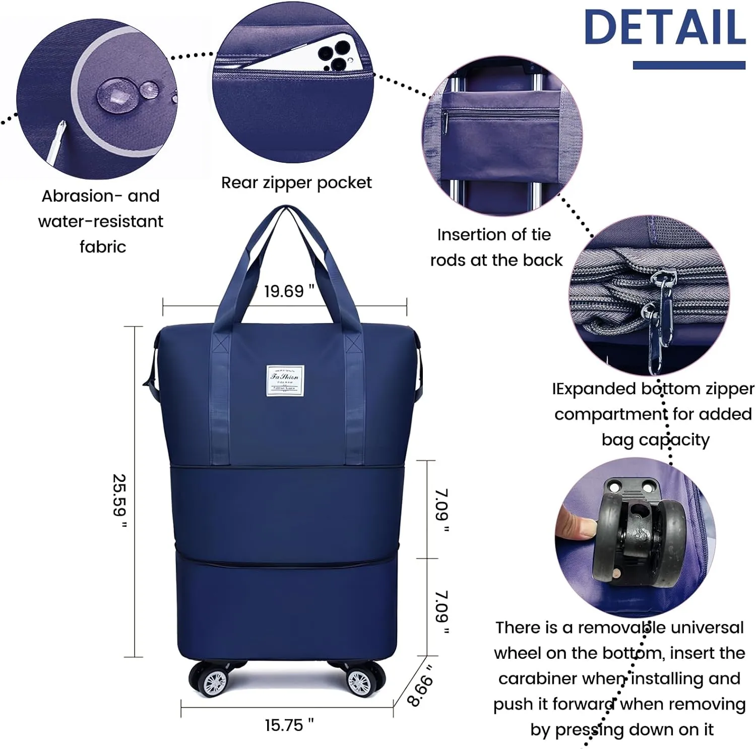 LNV 2025 New Travel Duffel Bag,Sports Tote Gym Bag,suitcases Weekender Overnight Bag,Suitcases With Wheels, Expandable 28-58L luggage,Blue suitcase (blue)
