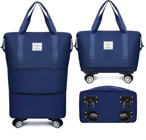 LNV 2025 New Travel Duffel Bag,Sports Tote Gym Bag,suitcases Weekender Overnight Bag,Suitcases With Wheels, Expandable 28-58L luggage,Blue suitcase (blue)