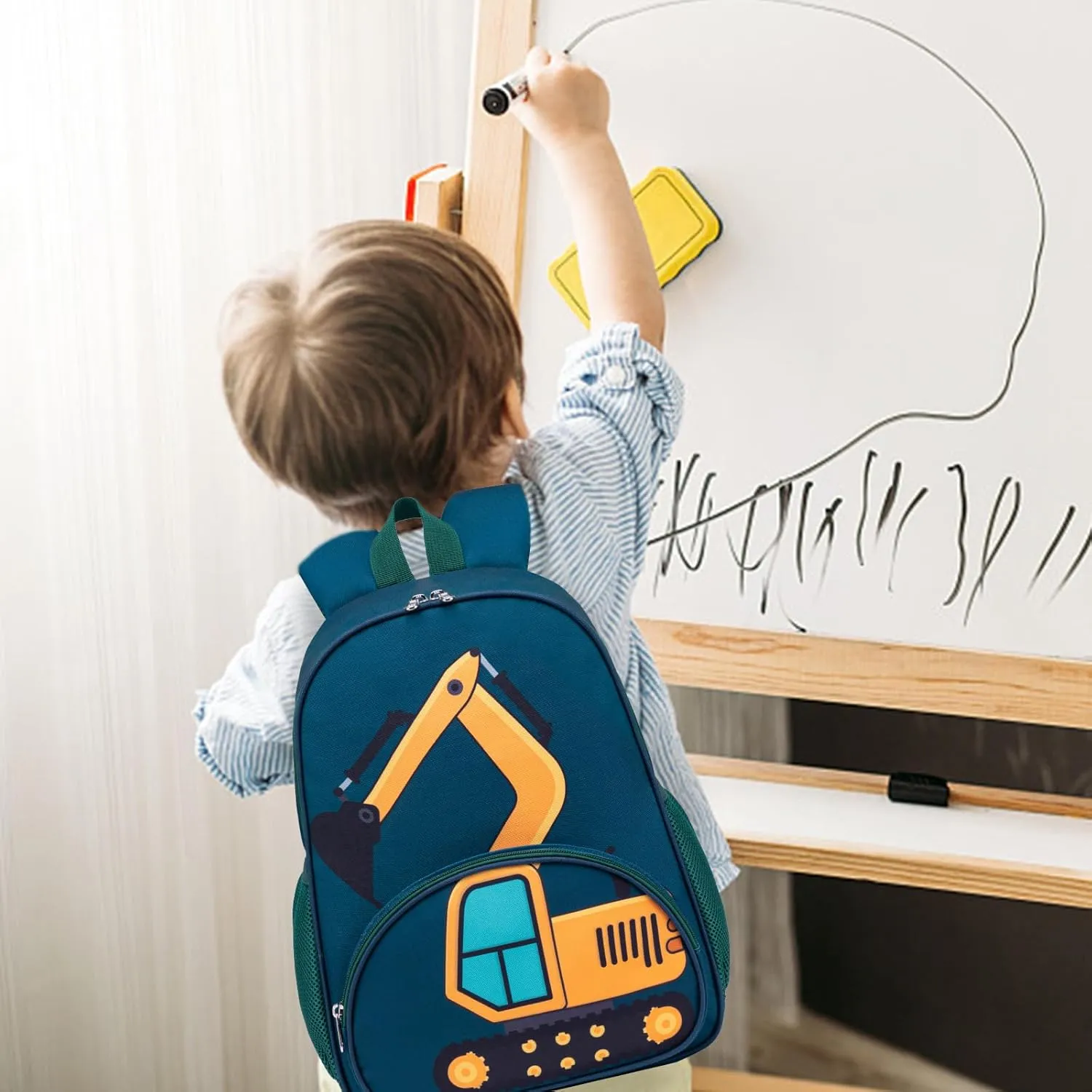 LOIDOU Toddler Backpack Boys 15 Inch Kids Preschool Kindergarten School Backpack Book Bag for Daycare Nursery Travel with Chest Strap,Fits 3 to 8 years old