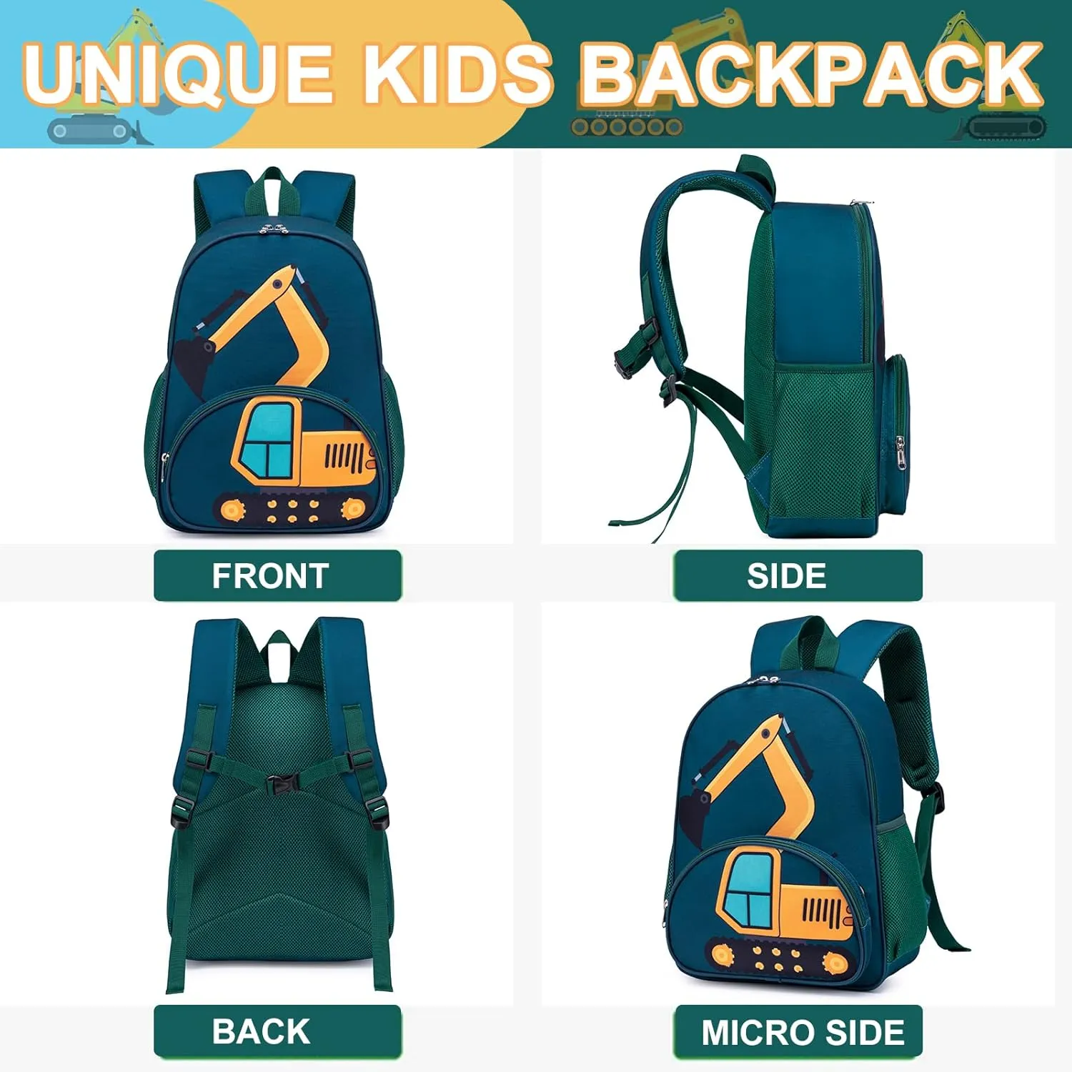 LOIDOU Toddler Backpack Boys 15 Inch Kids Preschool Kindergarten School Backpack Book Bag for Daycare Nursery Travel with Chest Strap,Fits 3 to 8 years old
