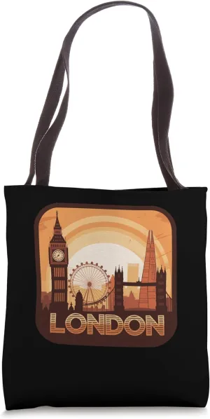 London Cityscape Ferris Wheel Skyline Tote Bag