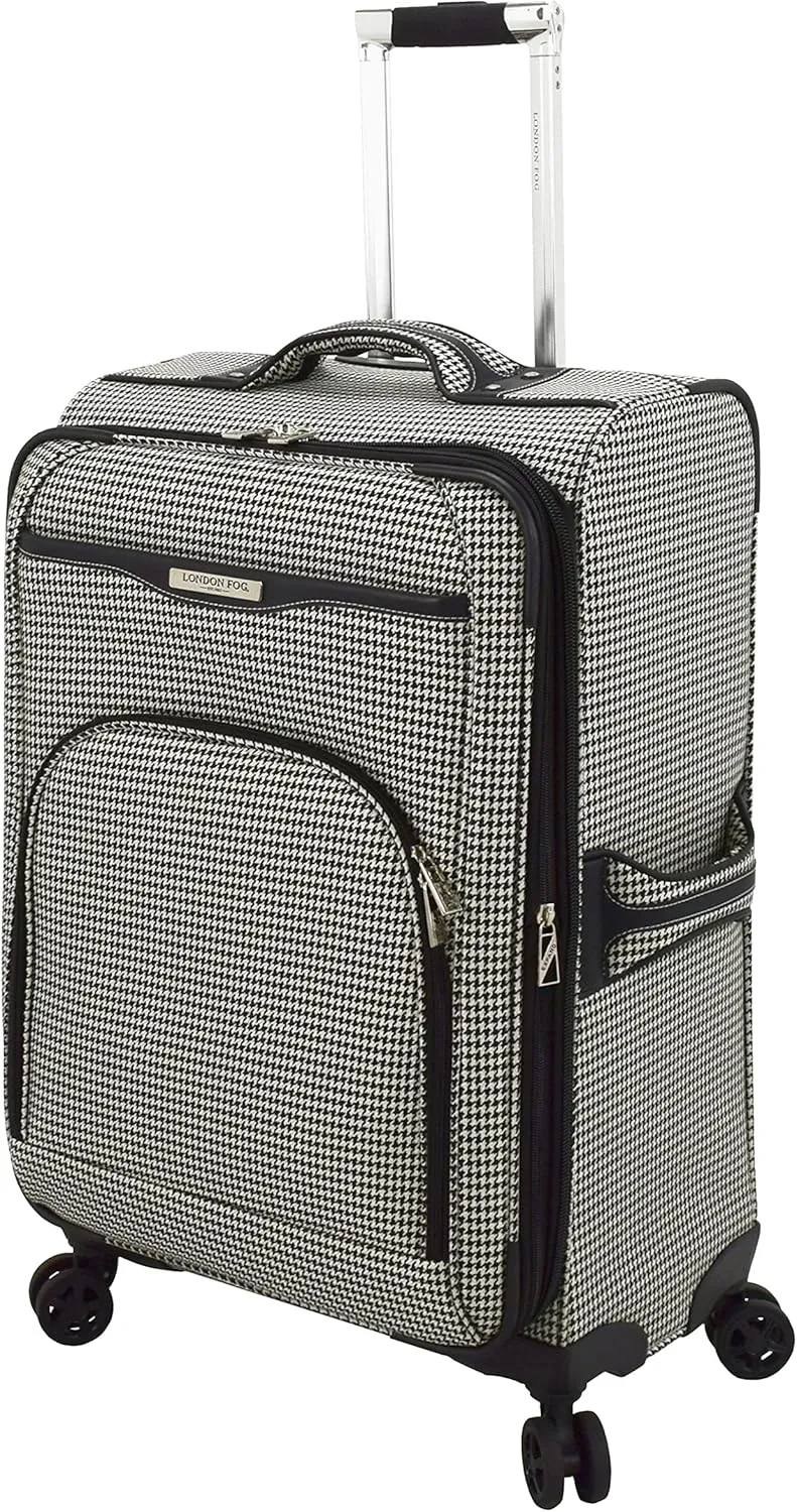 London Fog Oxford III Expandable Spinner, Black-White, 25-Inch