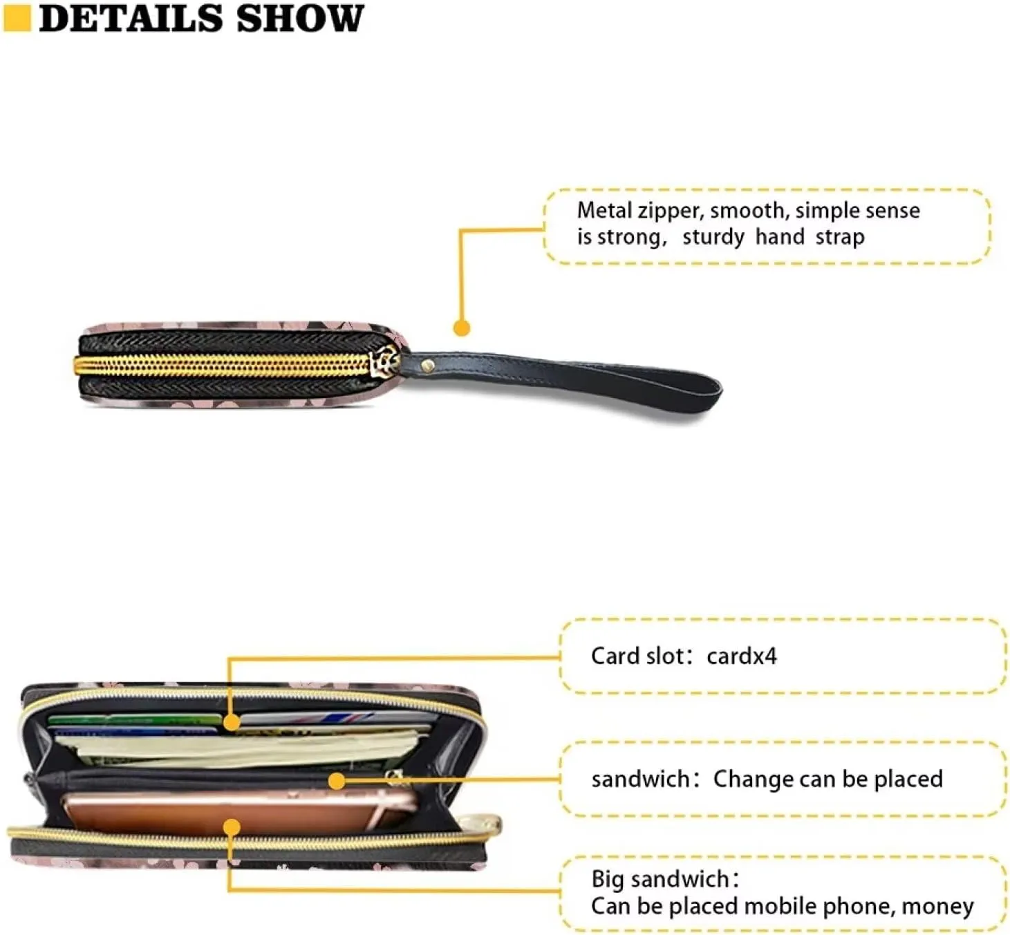 Long Wallet for Women Zipper Around Purse Large Capacity Clutch Bag Pouch PU Leather