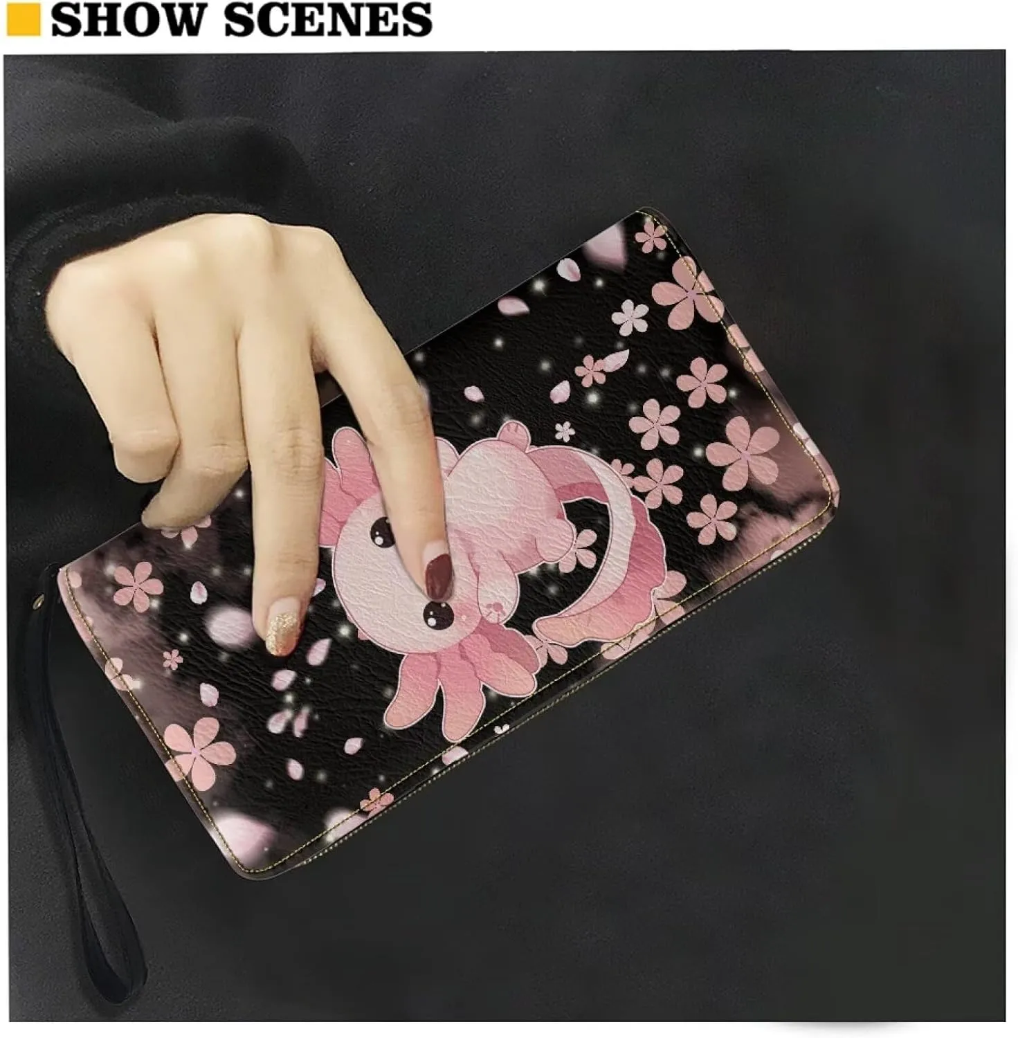 Long Wallet for Women Zipper Around Purse Large Capacity Clutch Bag Pouch PU Leather