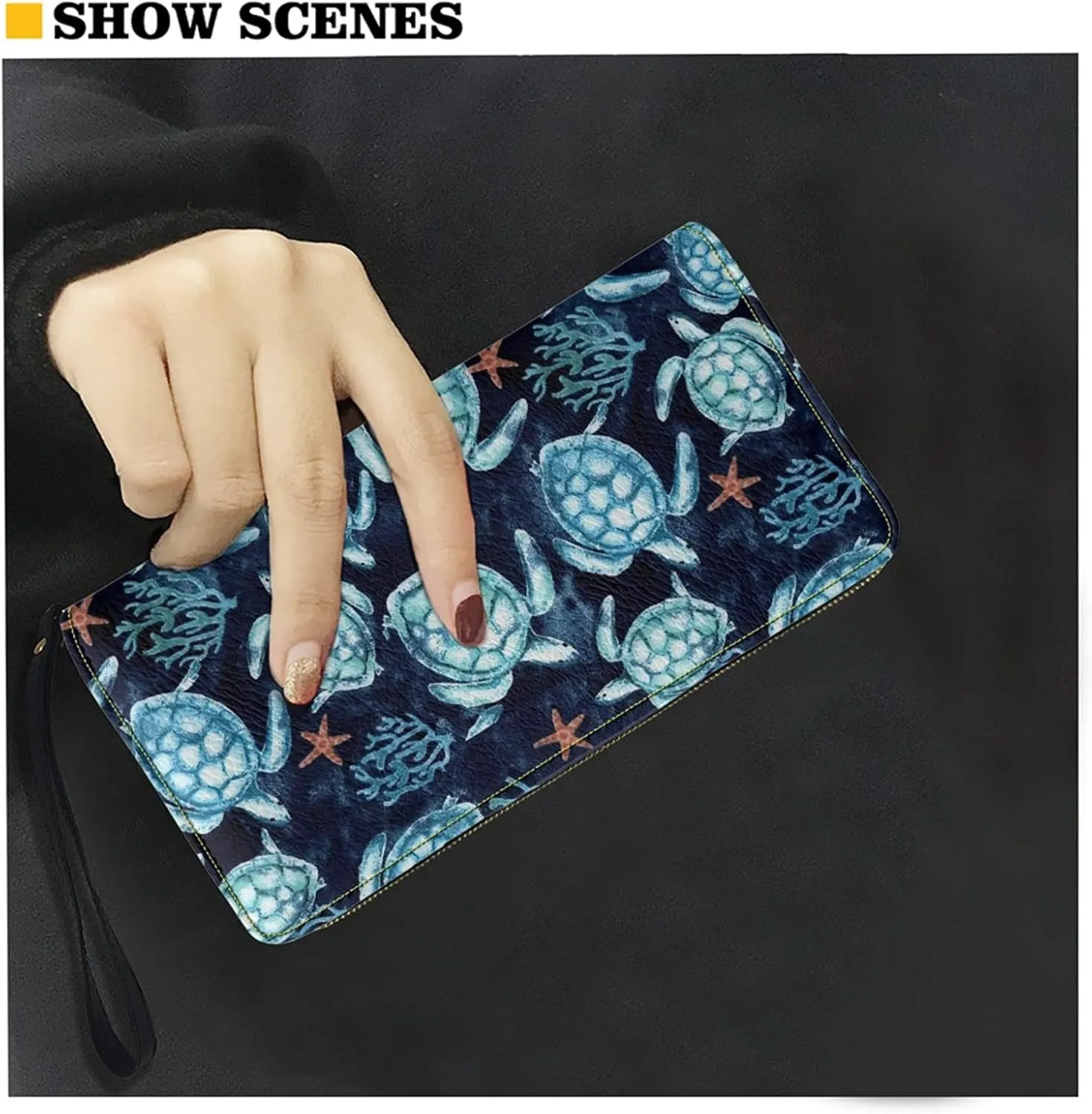 Long Wallet for Women Zipper Around Purse Large Capacity Clutch Bag Pouch PU Leather