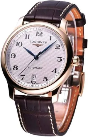 Longines Master Collection Silver Dial Brown Leather Mens Watch L26288783