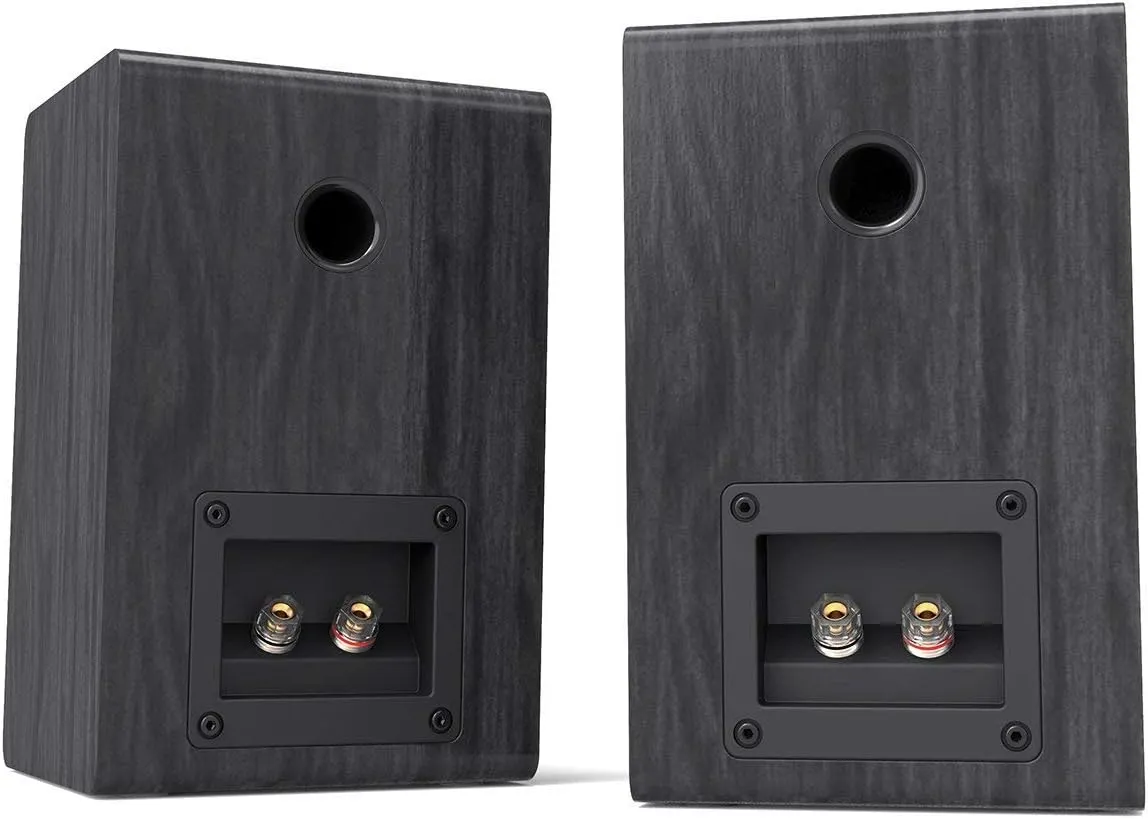 LONPOO Passive Bookshelf Speakers, 75W x 2 Classic Wooden Near Field Monitors with 4-Inch Carbon Fiber Woofer &1-Inch Silk Domed Tweeter 2-Way Speaker,Amplifier Required (Not Inlcuded)
