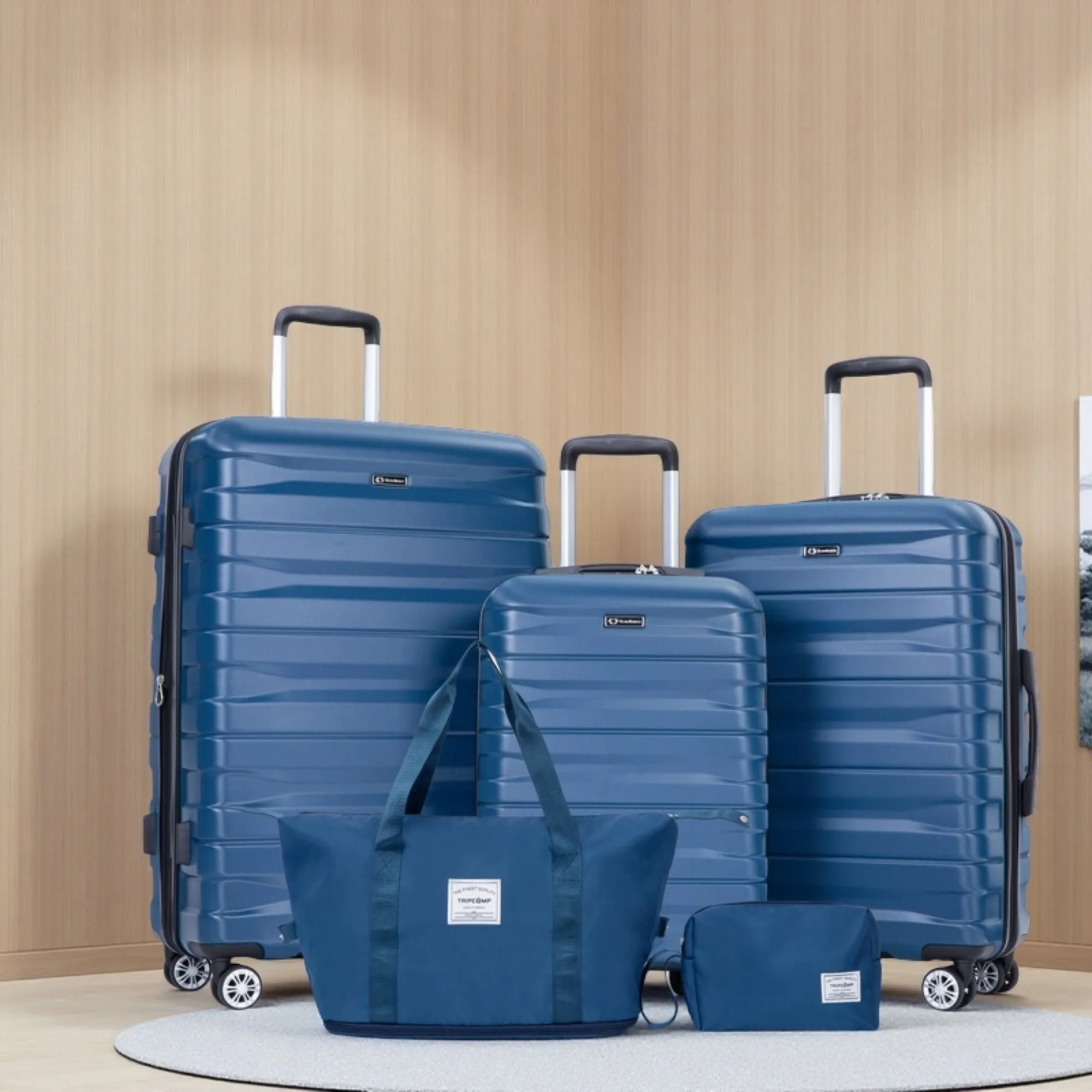 Luggage Set Of 5 Pieces, Expandable Hard Pc Luggage Set With Tsa Lock For Rotating Wheels