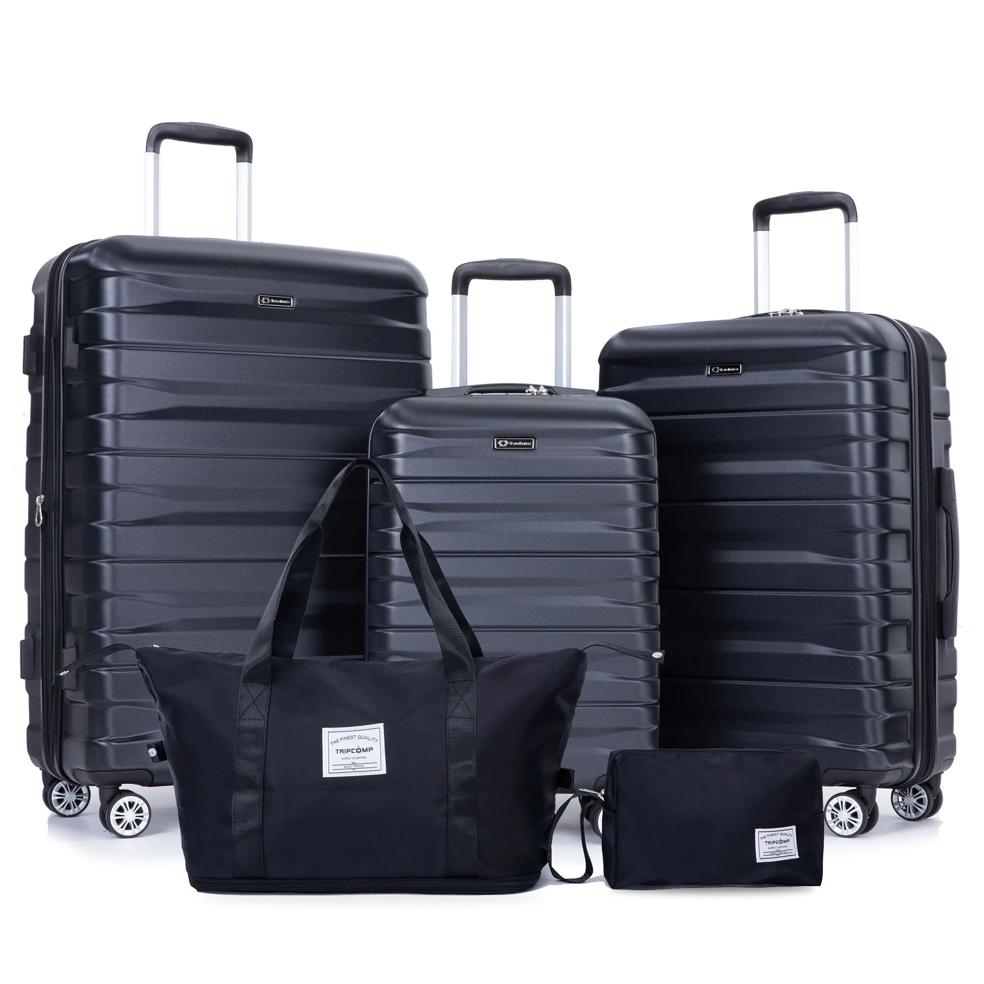 Luggage Set Of 5 Pieces, Expandable Hard Pc Luggage Set With Tsa Lock For Rotating Wheels