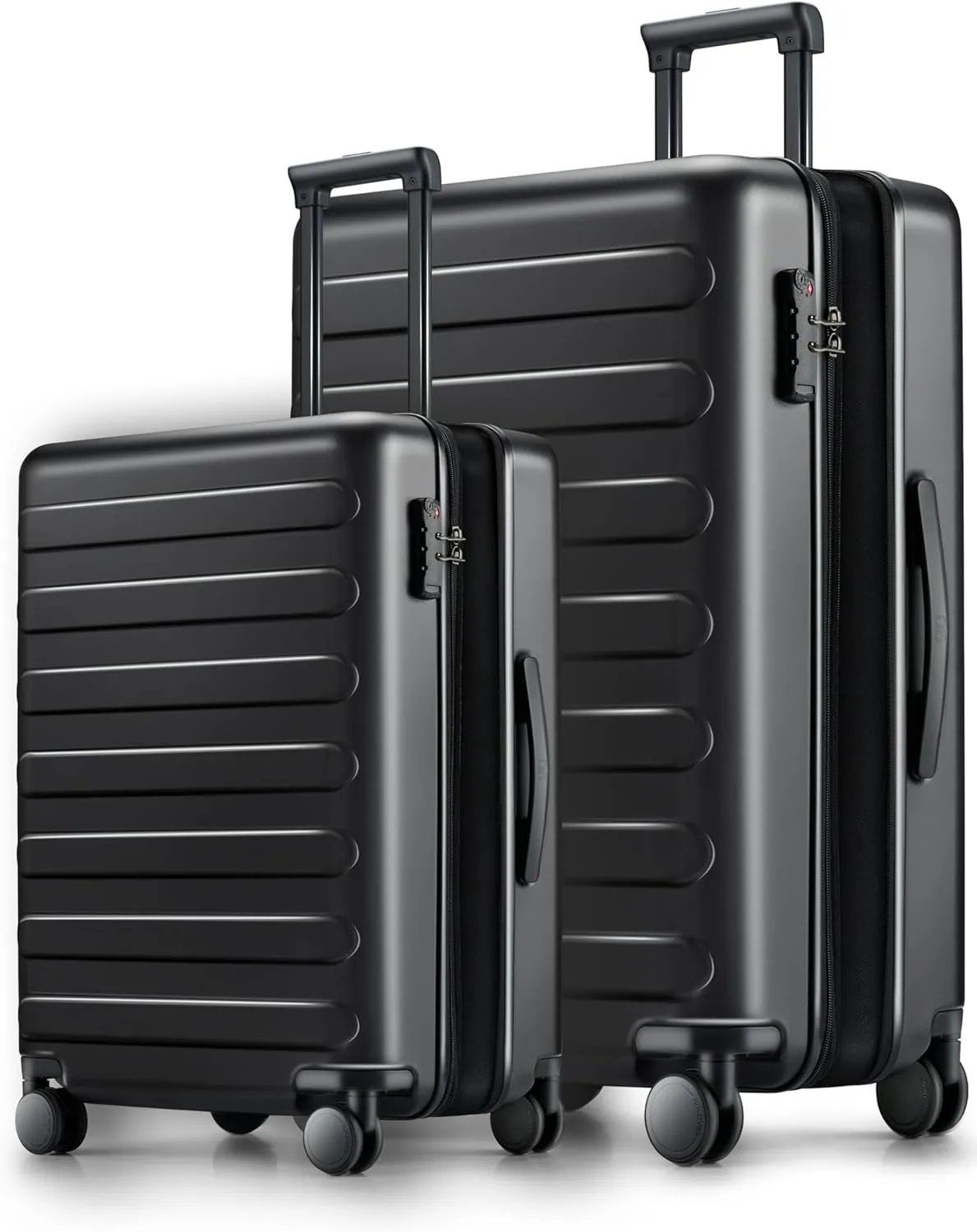 Luggage Sets 2 Piece, Carry On Luggage Airline Approved, Large Checked Luggage with Smooth Spinner Wheels, Expandable, Hard Shell PC Suitcase Sets, TSA Approved, 20in/28in (Black, Rhine Max)