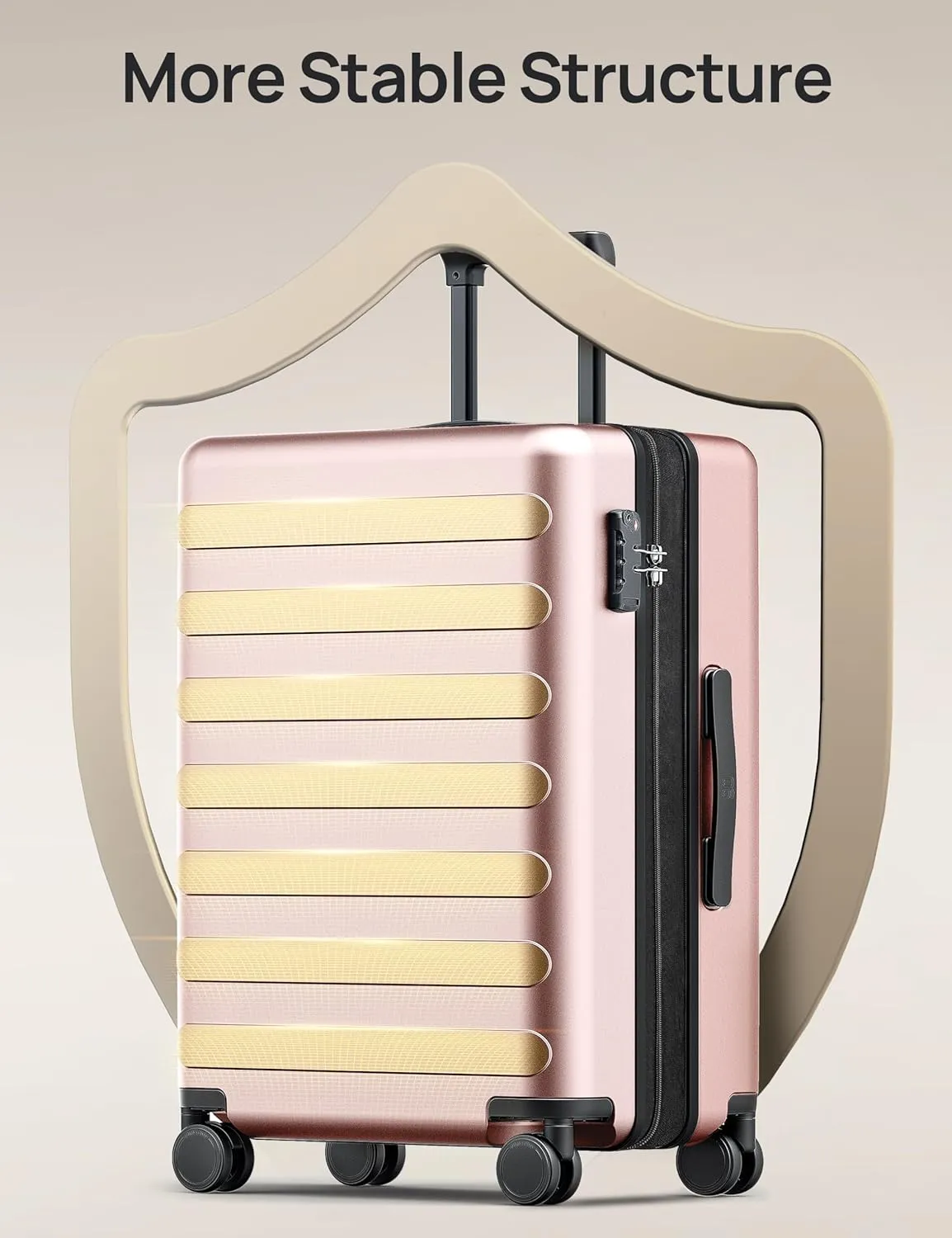 Luggage Sets 2 Piece, Carry On Luggage Airline Approved, Large Checked Luggage with Smooth Spinner Wheels, Expandable, Hard Shell PC Suitcase Sets, TSA Approved, 20in/28in (Pink, Rhine Max)
