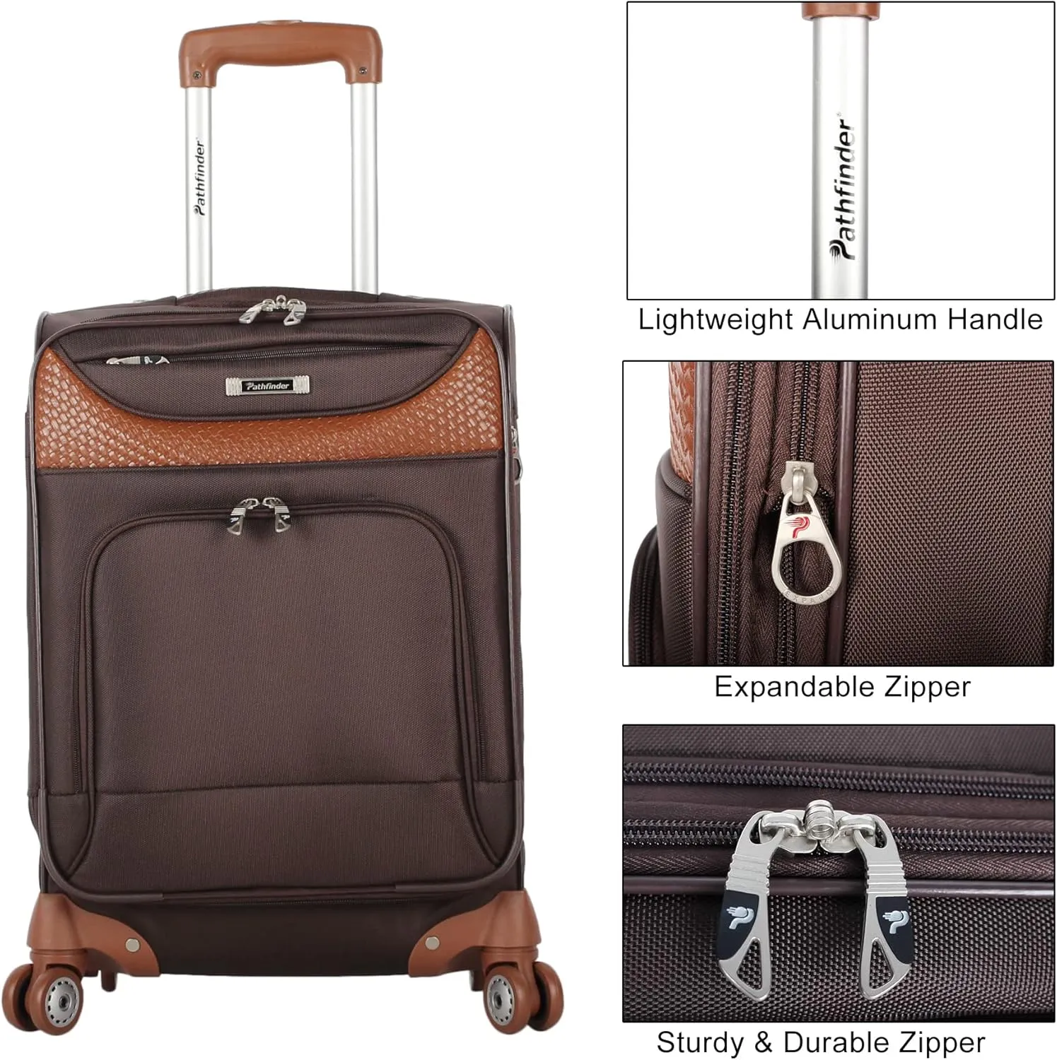 Luggage Sets with Spinner Wheels, Softside Expandable 20" 24" 28" Suitcase Carry-On 15 Inch Tote Bag