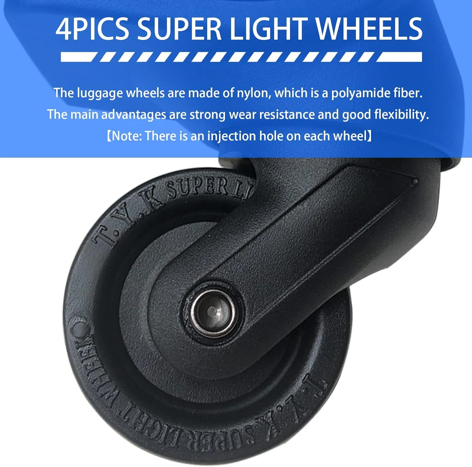 Luggage Wheels Replacement for Suitcase, Spinner Wheels Replacement Parts Roller Suitcase Tourister Travel Trunk Caster Luggage Kit (4 Pcs)