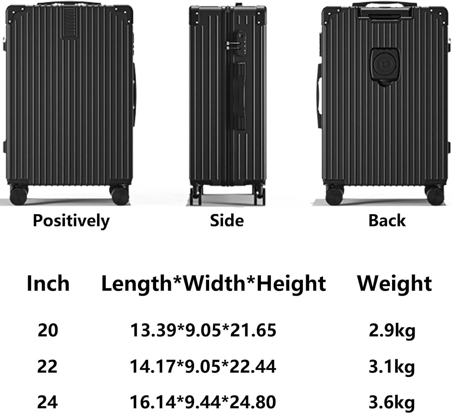 Luggage With Cup Holder, Space Separation Design, Hard Shell Trolley Case, Dustproof And Waterproof, For Going On A Trip, Learn (Color : 20, Size : Black White)