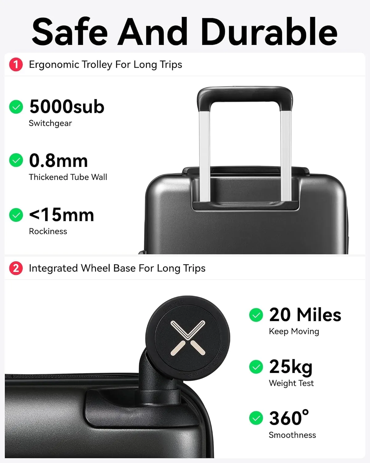 LUGGEX 24 Inch Luggage with Spinner Wheels, Expandable PC Hard Shell Checked Suitcase with Front Opening, Lightweight (Charcoal Metallic, 24 Inch)