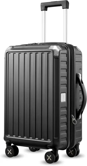LUGGEX Carry On Luggage 22x14x9 Airline Approved, PC Expandable Hard Shell Suitcases with Spinner Wheels, 20 Inch, Charcoal Metallic