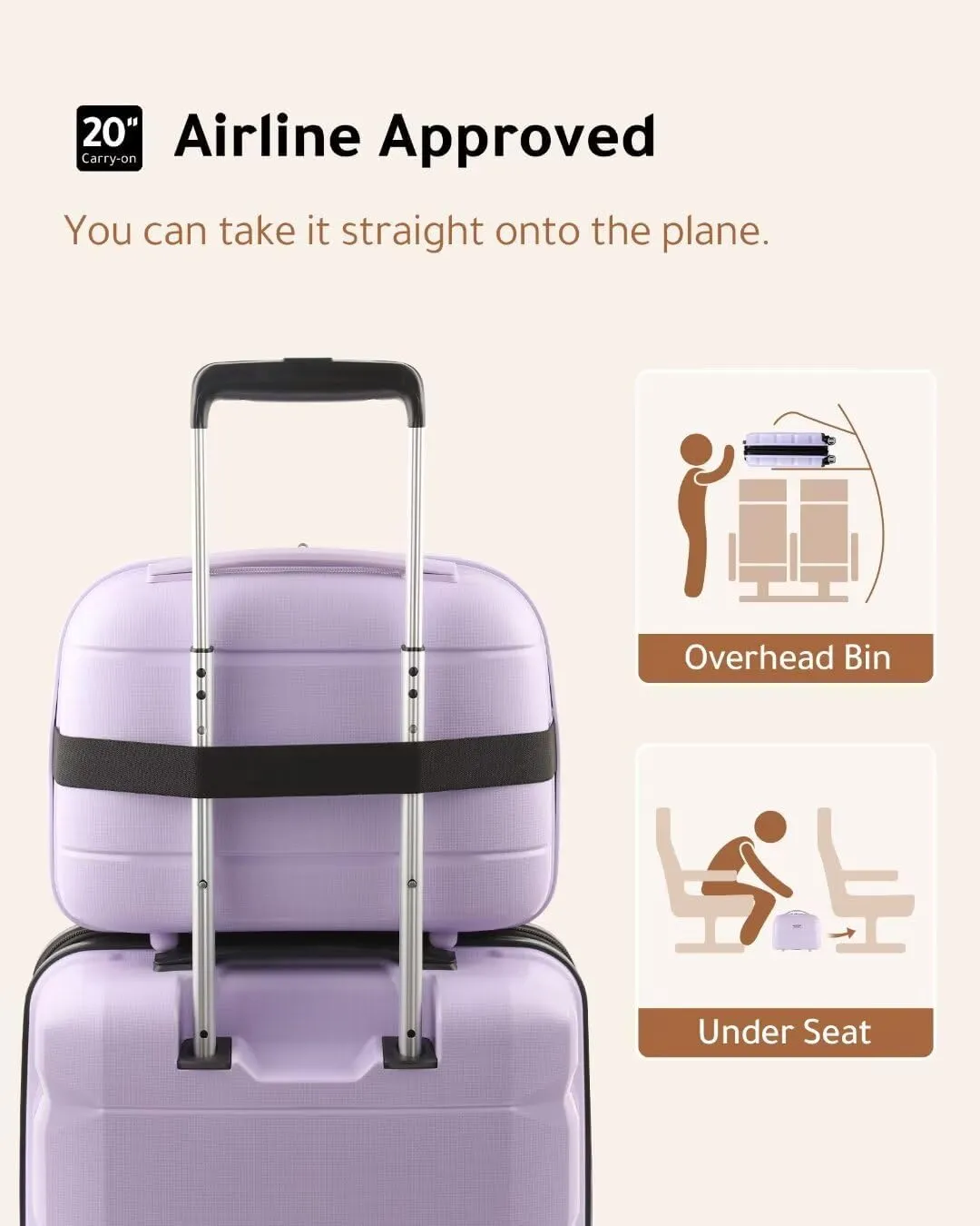 LUGGEX Carry on Luggage with Spinner Wheels, Lightweight Suitcase 2 Piece, Expandable (Purple, 14/20)