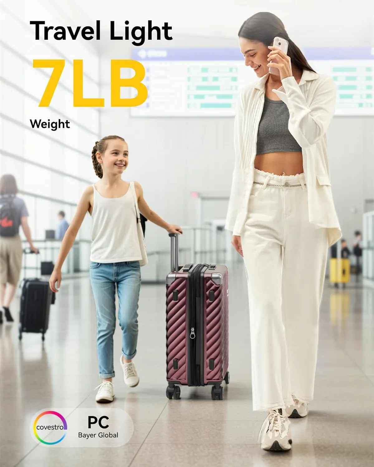 LUGGEX Luggage with Spinner Wheels, Polycarbonate Expandable Hard Shell Suitcase, Carry On 20 Inch, Navy